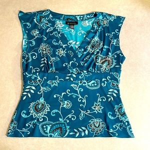 INC Teal w/sequins dressy sleeveless blouse